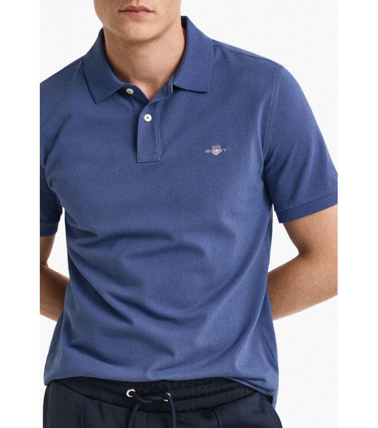 Ανδρικές Μπλούζες Polo.Original.M Μπλε Βαμβάκι GANT