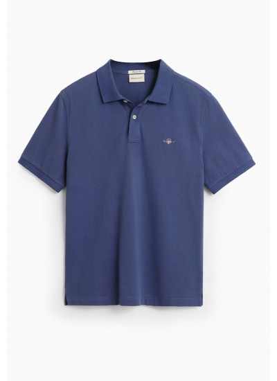 Men T-Shirts Polo.Original.M Blue Cotton GANT