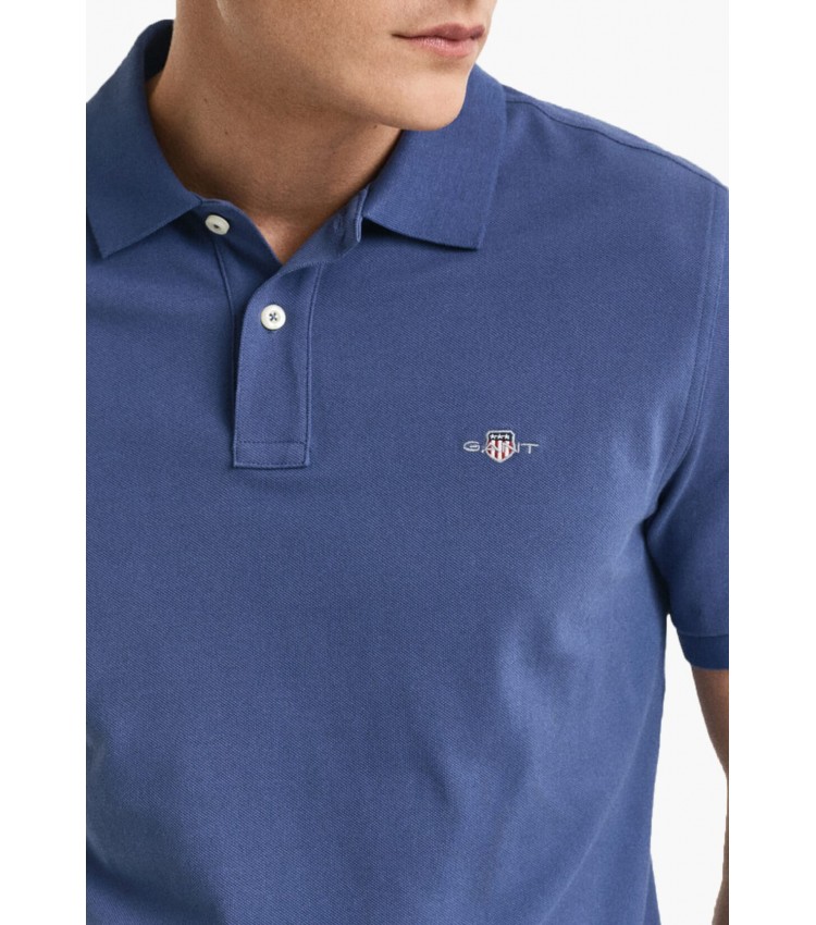 Ανδρικές Μπλούζες Polo.Original.M Μπλε Βαμβάκι GANT