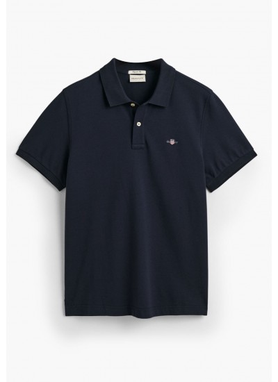 Men T-Shirts Polo.Original.M DarkBlue Cotton GANT