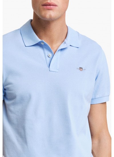 Ανδρικές Μπλούζες Polo.Original.M Μπλέ Ανοιχτό Βαμβάκι GANT