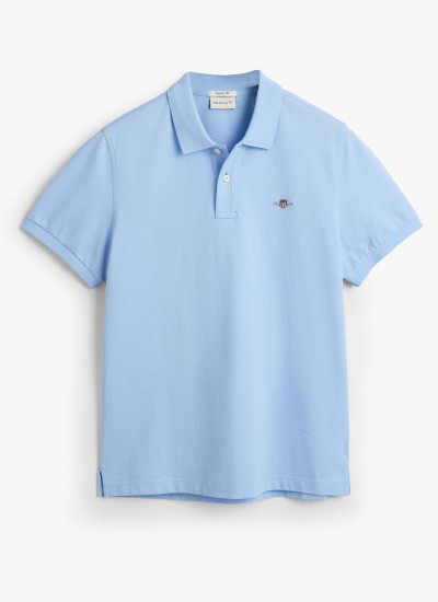 Men T-Shirts Polo.Original.M LightBlue Cotton GANT