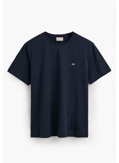 Men T-Shirts Reg.Ss DarkBlue Cotton GANT