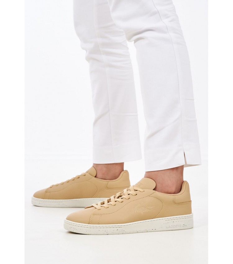 Women Casual Shoes Court.Zero Beige Leather Lacoste