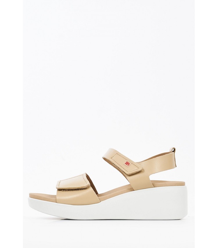 Women Platforms Low 10543 Beige Leather Pepe Menargues