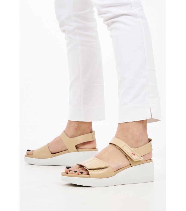 Women Platforms Low 10543 Beige Leather Pepe Menargues