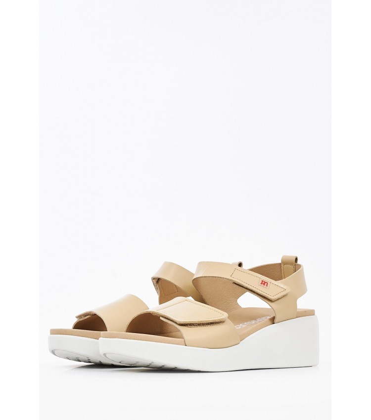 Women Platforms Low 10543 Beige Leather Pepe Menargues