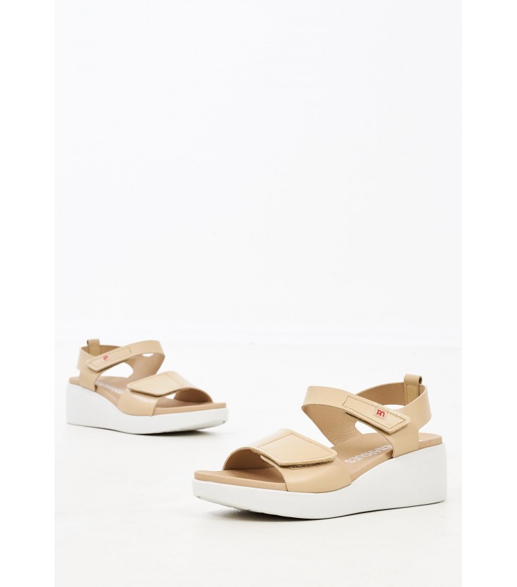 Women Platforms Low 10543 Beige Leather Pepe Menargues