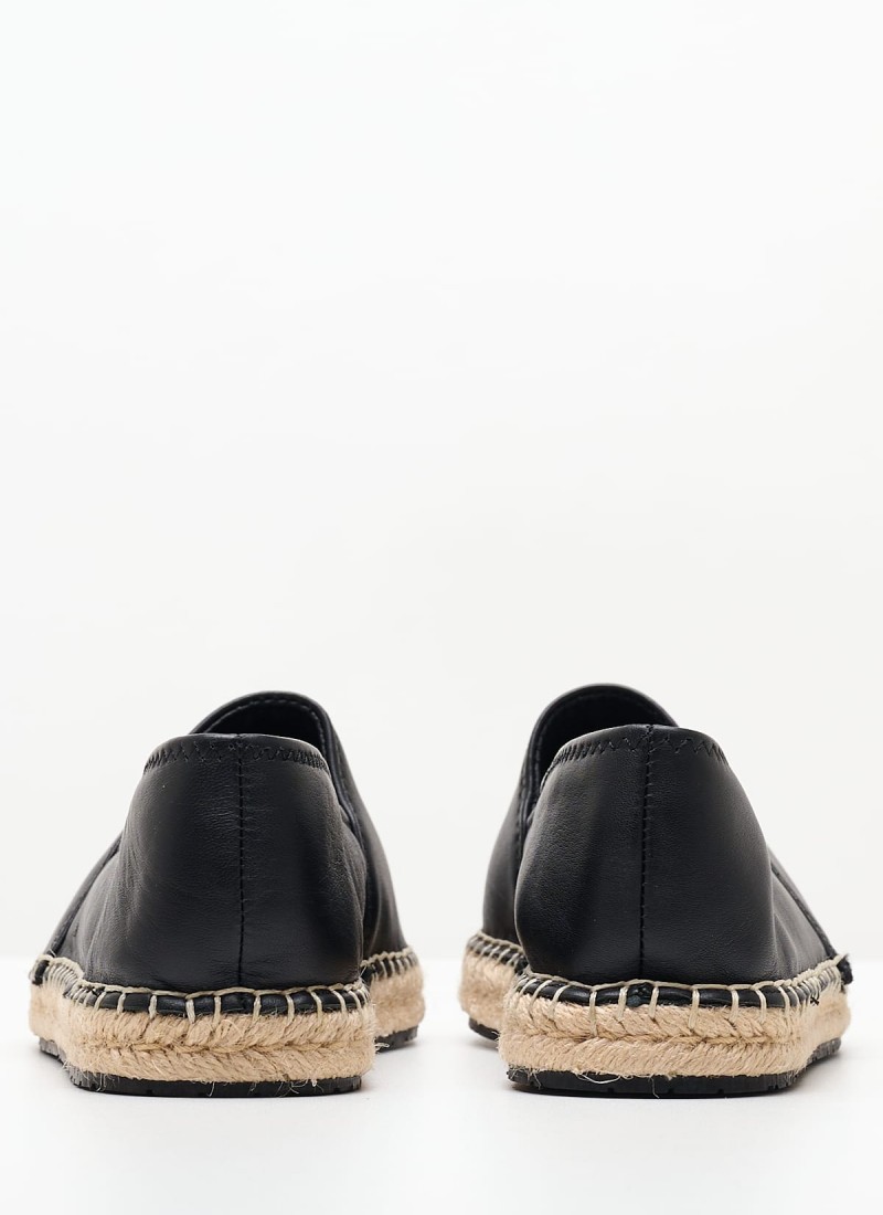 Womens black leather store espadrilles