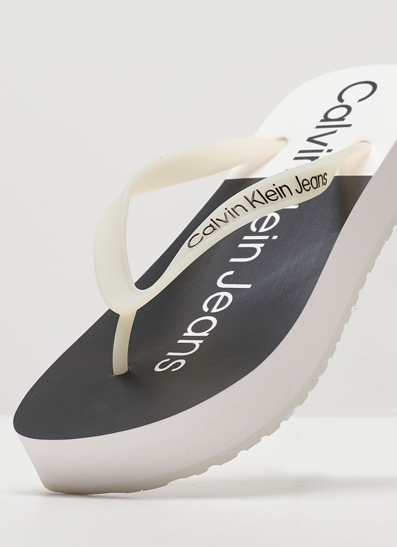 Calvin klein white flip on sale flops