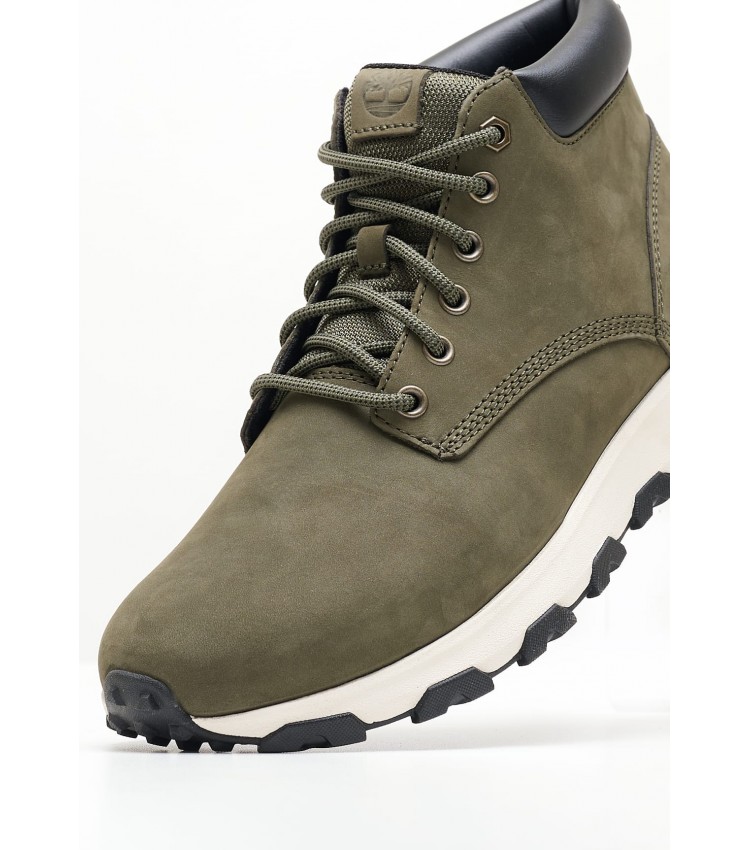 Ανδρικά Μποτάκια A61P9 Λαδί Δέρμα Νούμπουκ Timberland