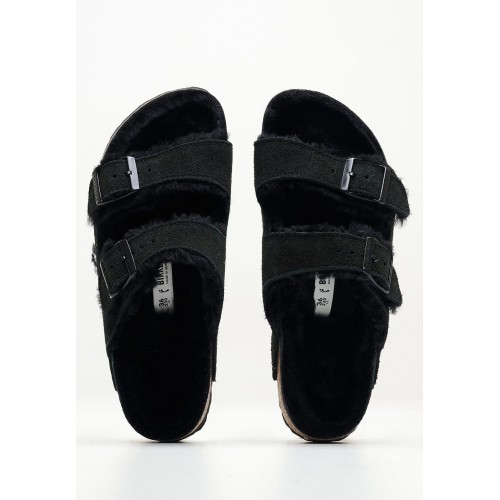 Fur birkenstocks black hot sale