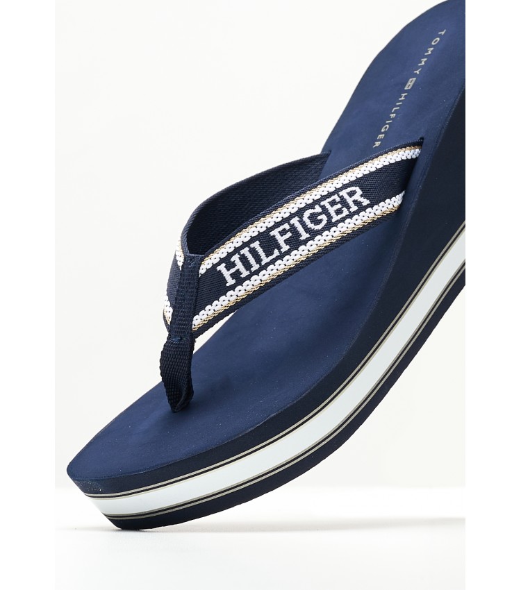 Γυναικείες Πλατφόρμες Χαμηλές Hilfiger.Beach Μπλε Ύφασμα Tommy Hilfiger