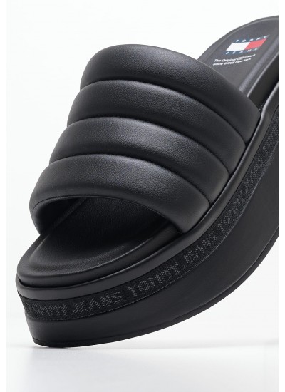 Women Platforms Low Tjw.Wedge Black ECOleather Tommy Hilfiger