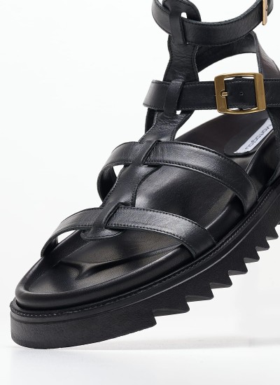 Γυναικεία Flats Gizeh.Big.Buckle Μαύρο Δέρμα Birkenstock