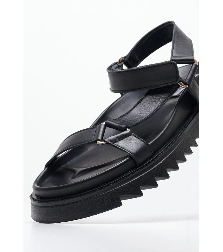 Women Flats 2439.00520K Black Leather Mortoglou