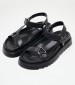 Women Flats 2439.00520K Black Leather Mortoglou