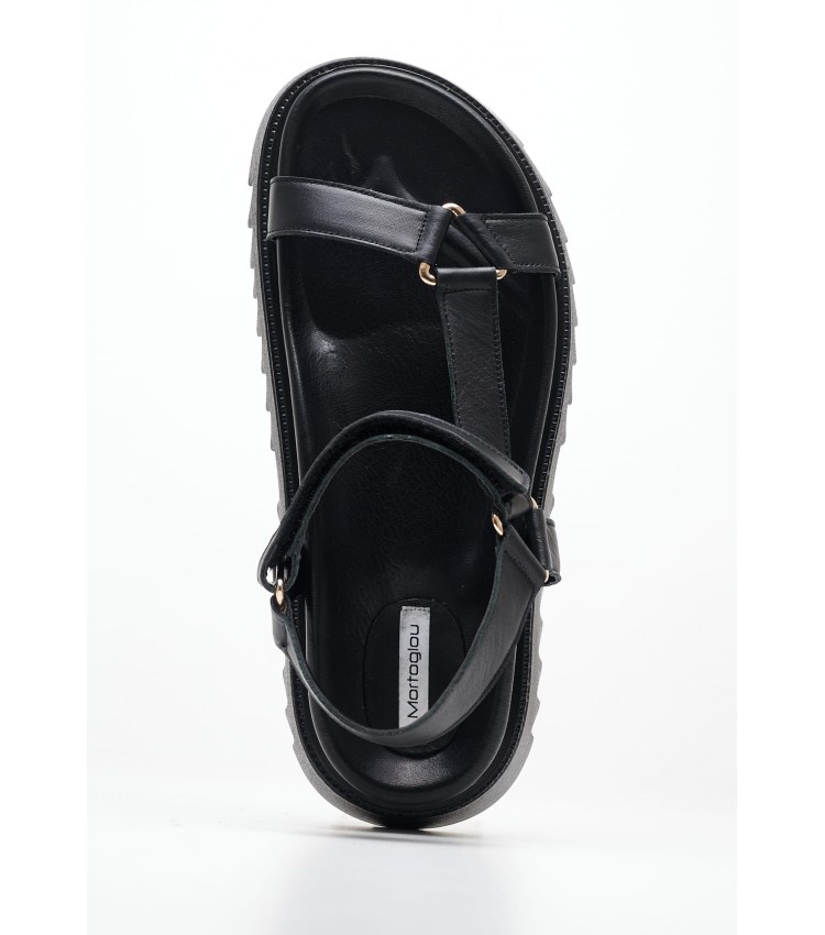 Women Flats 2439.00520K Black Leather Mortoglou