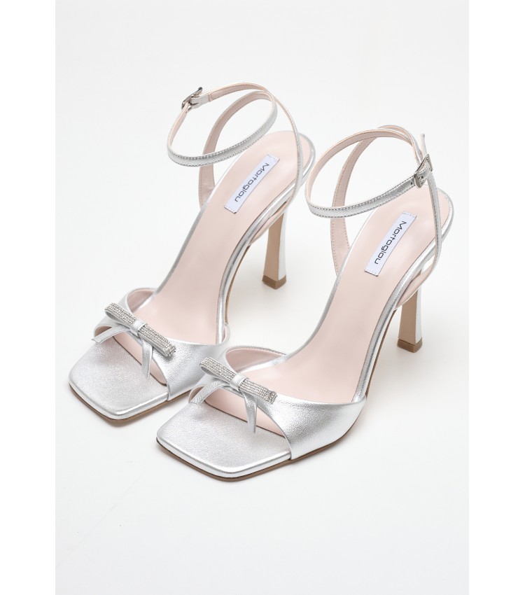 Women Sandals 2447.93902A Silver Leather Mortoglou