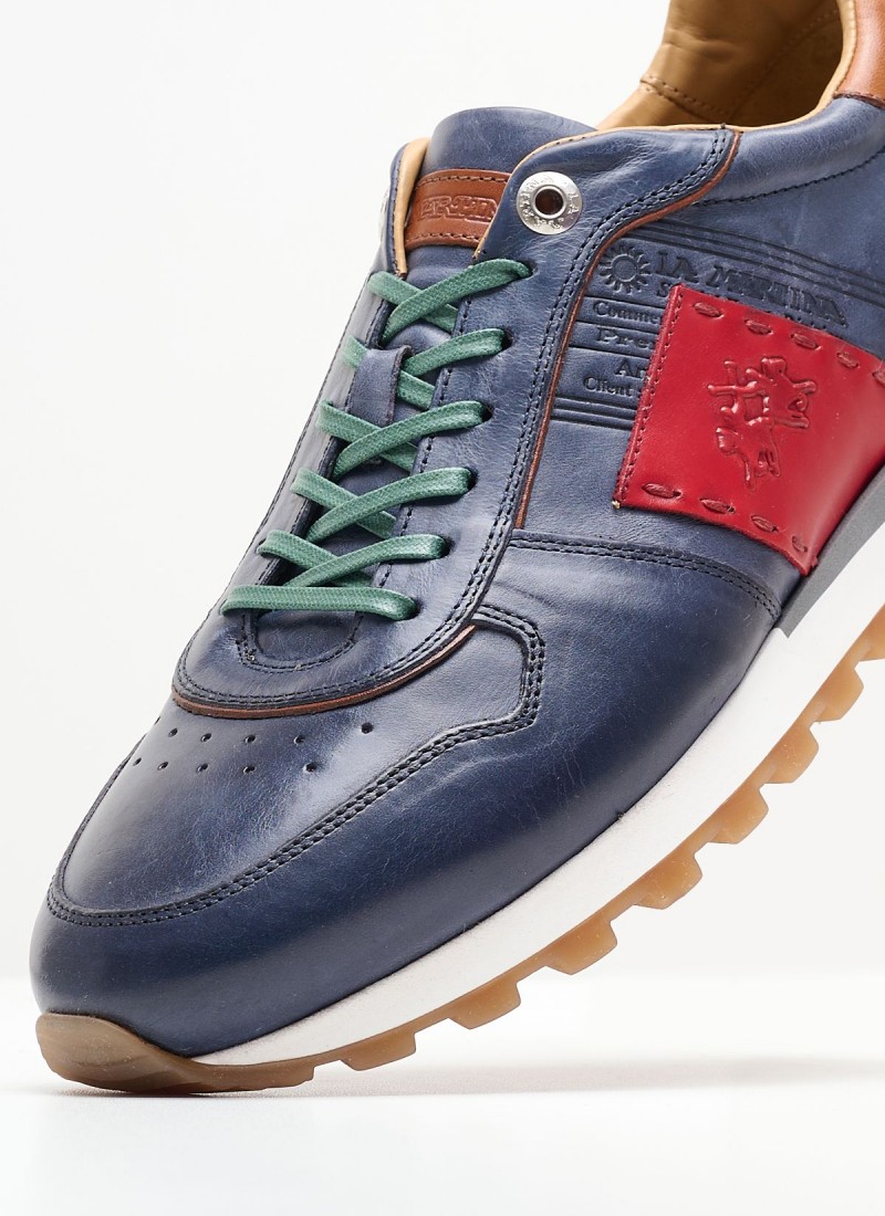 Men Casual Shoes from the Argentinian La Martinan brand 241070 Blue Leather mortoglou.gr eshop