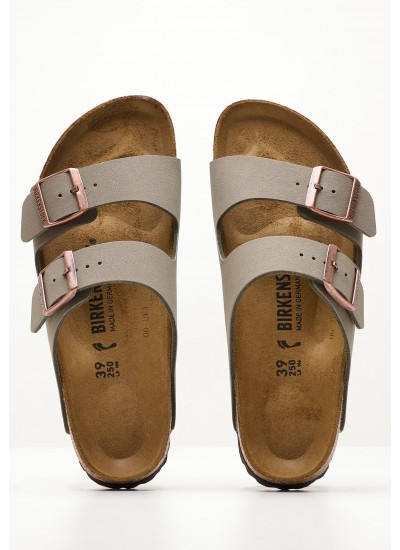 Γυναικεία Flats Arizona.Bfbc Γκρι ECOleather Birkenstock