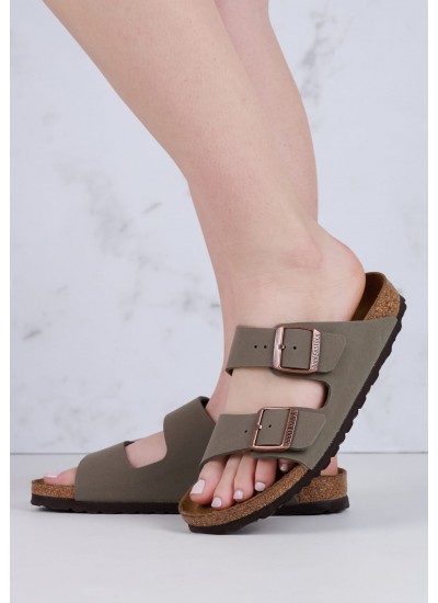 Γυναικεία Flats Arizona.Bfbc Γκρι ECOleather Birkenstock