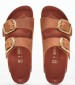 Γυναικεία Flats Arizona.Big Πορτοκαλί Δέρμα Λαδερό Birkenstock