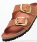 Γυναικεία Flats Arizona.Big Πορτοκαλί Δέρμα Λαδερό Birkenstock