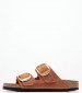 Γυναικεία Flats Arizona.Big Πορτοκαλί Δέρμα Λαδερό Birkenstock