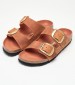 Γυναικεία Flats Arizona.Big Πορτοκαλί Δέρμα Λαδερό Birkenstock