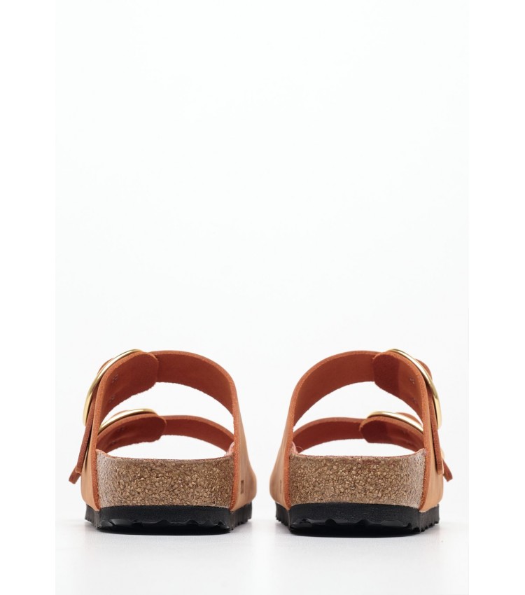 Γυναικεία Flats Arizona.Big Πορτοκαλί Δέρμα Λαδερό Birkenstock