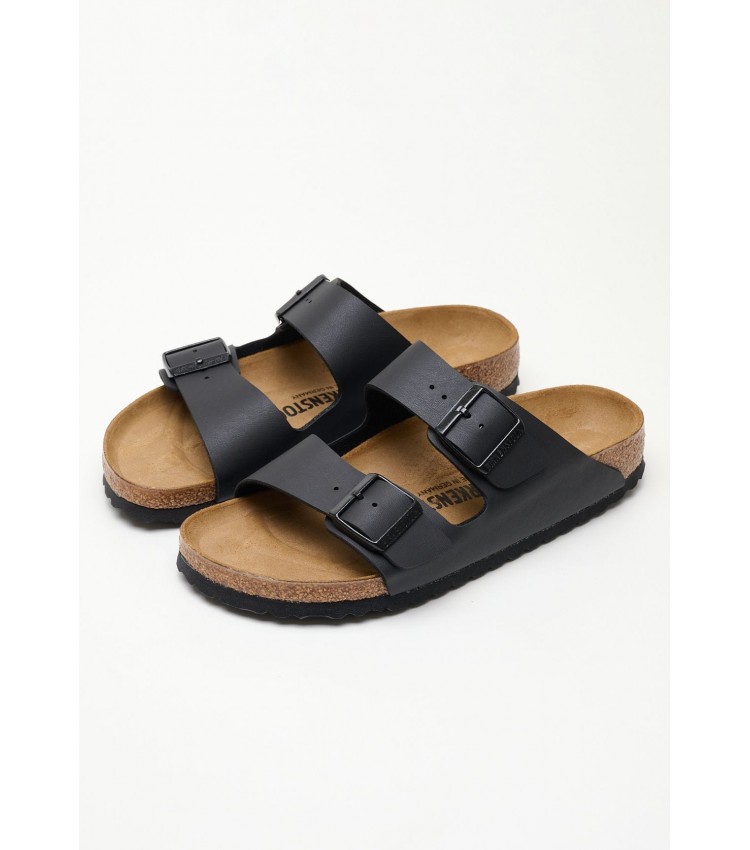 Γυναικεία Flats Arizona.Bs.N Μαύρο ECOleather Birkenstock