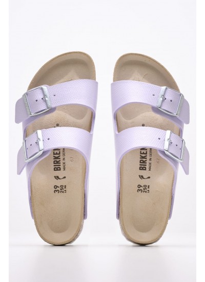 Γυναικεία Flats Arizona.Shiny Μωβ ECOleather Birkenstock