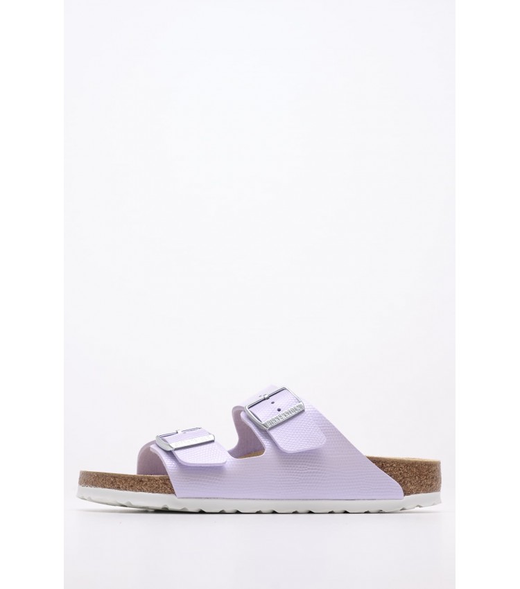 Γυναικεία Flats Arizona.Shiny Μωβ ECOleather Birkenstock