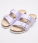 Γυναικεία Flats Arizona.Shiny Μωβ ECOleather Birkenstock