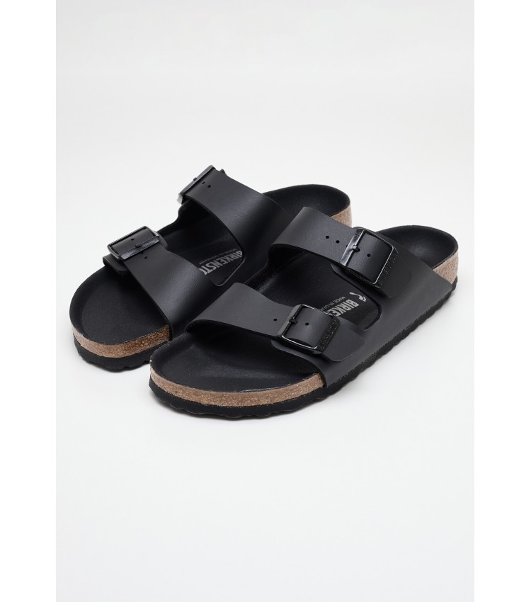 Men Flip Flops & Sandals Arizona.Trpls.Mn Black ECOleather Birkenstock