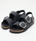 Γυναικεία Flats Buckle.Milano Μαύρο Δέρμα Λαδερό Birkenstock