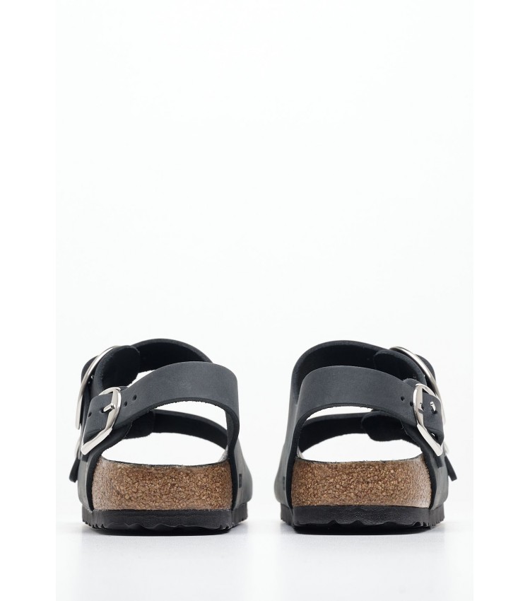 Γυναικεία Flats Buckle.Milano Μαύρο Δέρμα Λαδερό Birkenstock