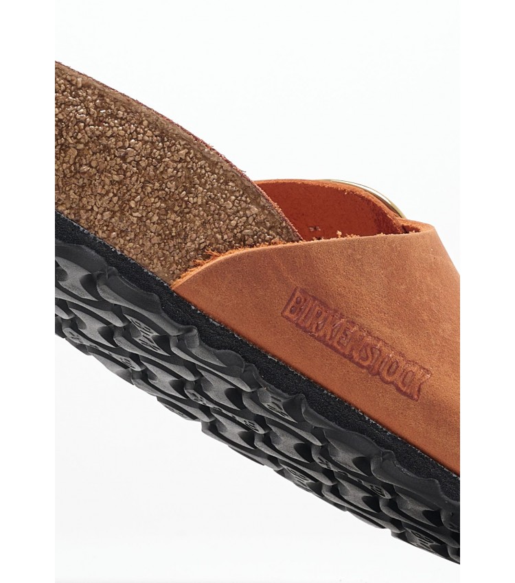 Γυναικεία Flats Madrid.Burnt Πορτοκαλί Δέρμα Λαδερό Birkenstock