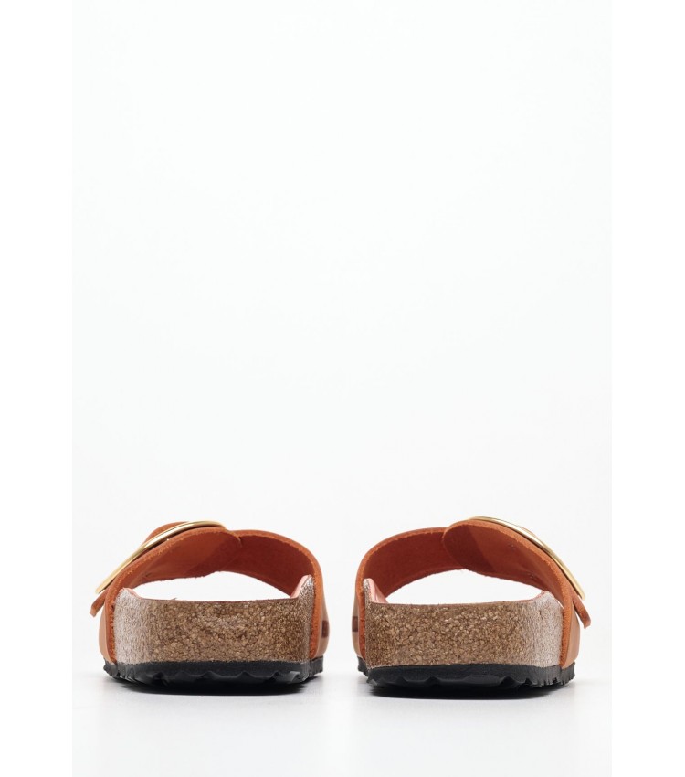 Γυναικεία Flats Madrid.Burnt Πορτοκαλί Δέρμα Λαδερό Birkenstock