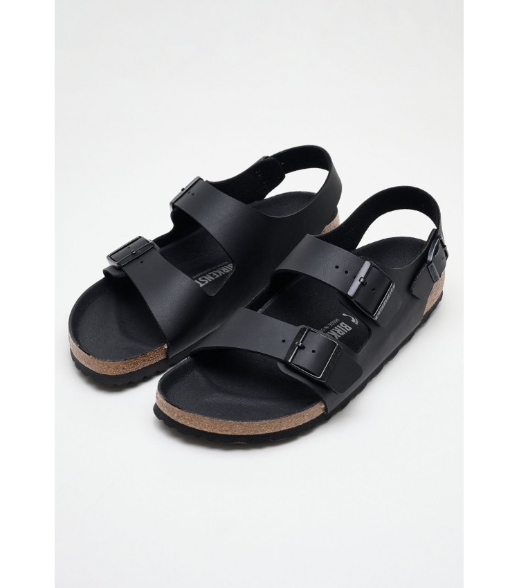 Ανδρικές Σαγιονάρες & Πέδιλα Milano.Bf Μαύρο ECOleather Birkenstock