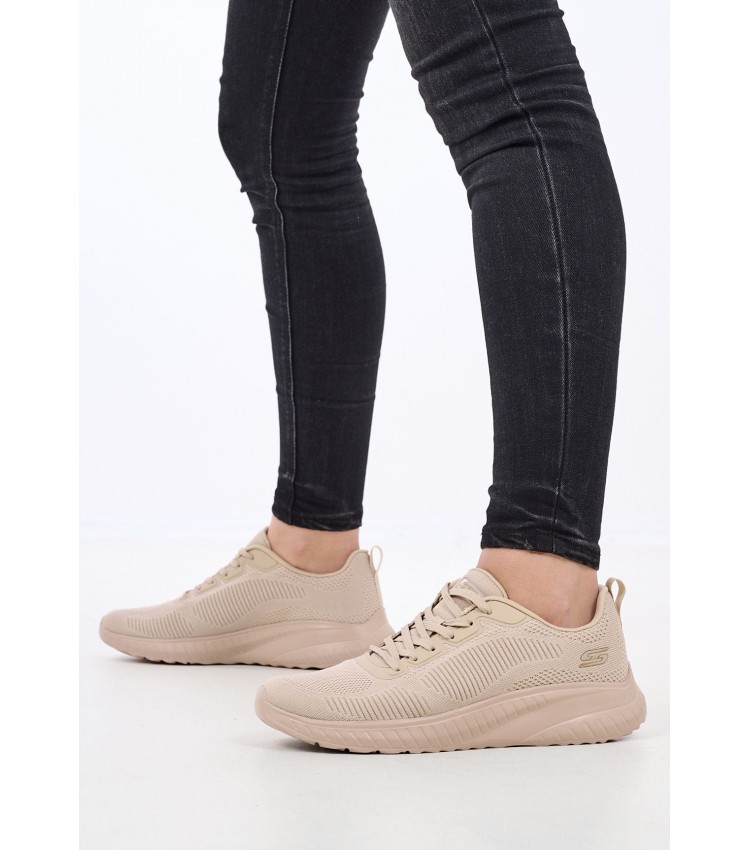 Γυναικεία Παπούτσια Casual 117209 Nude Ύφασμα Skechers