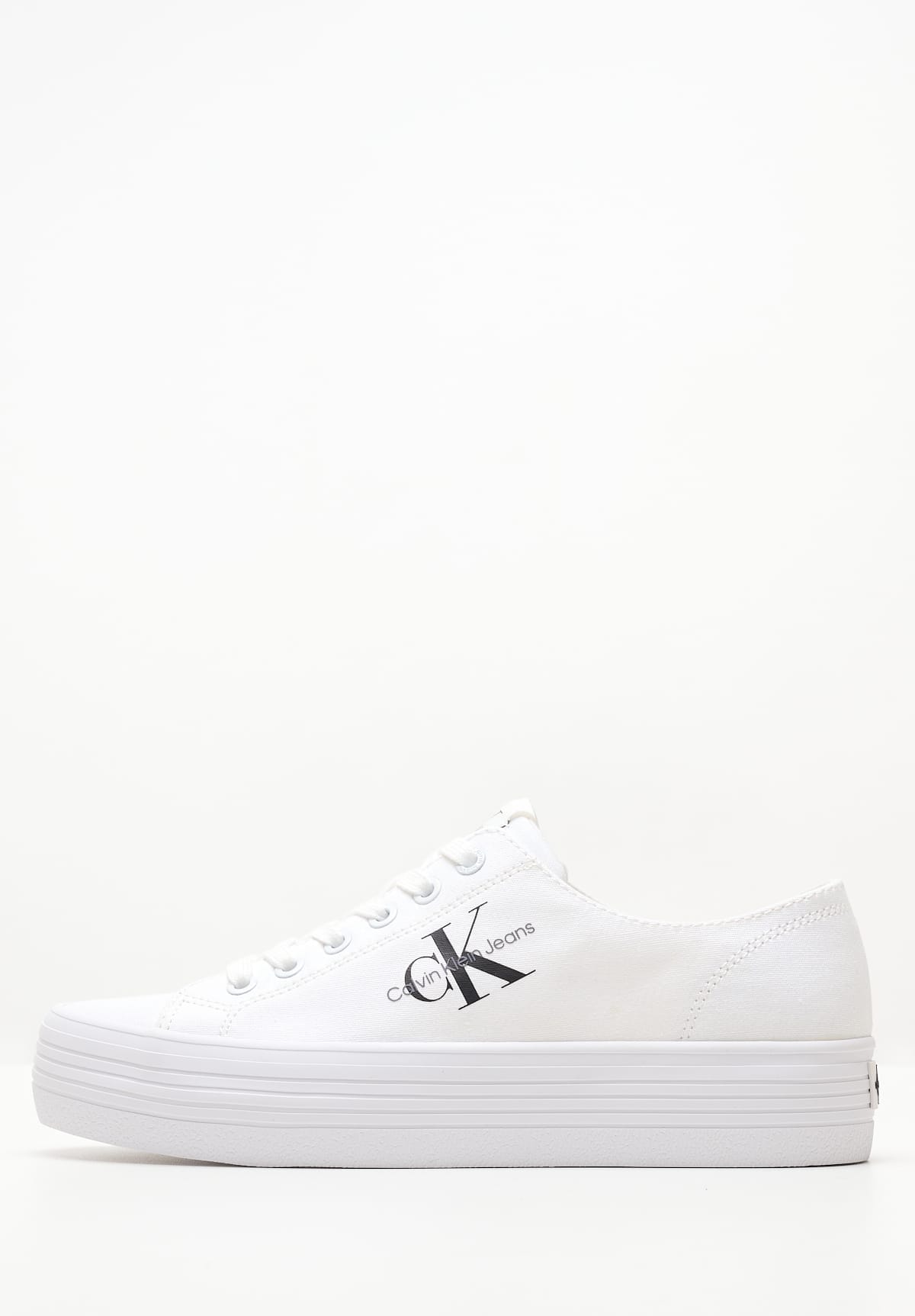 Calvin klein zolah white canvas flatform trainers best sale