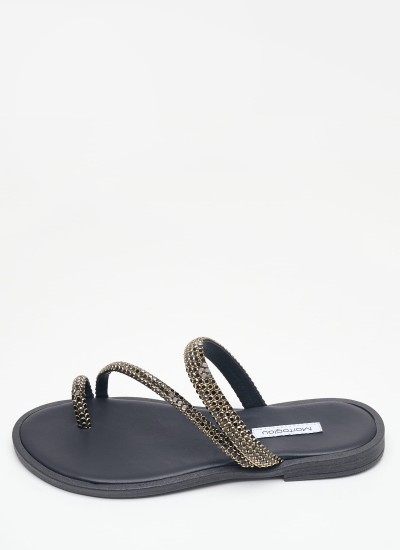 Γυναικεία Flats Gizeh.Big.Buckle Μαύρο Δέρμα Birkenstock