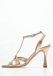 Women Sandals High Cindy Gold Leather Mortoglou