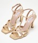 Women Sandals High Cindy Gold Leather Mortoglou