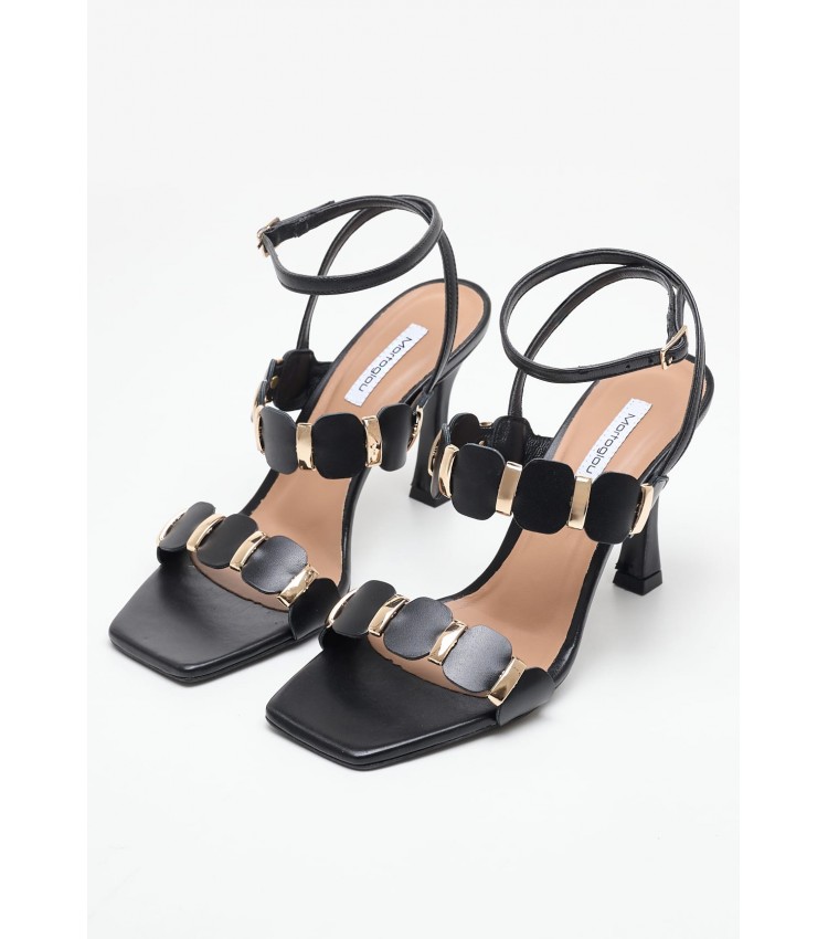 Women Sandals Dezzy Black Leather Mortoglou