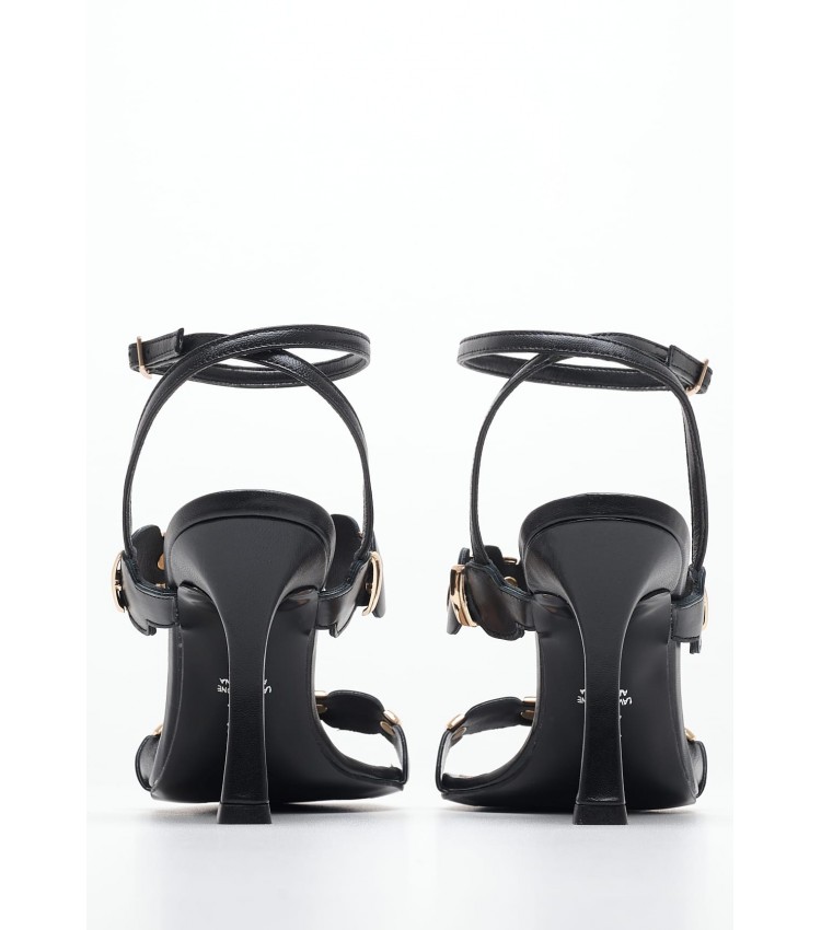 Women Sandals Dezzy Black Leather Mortoglou