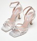 Women Sandals Electra Silver Leather Mortoglou