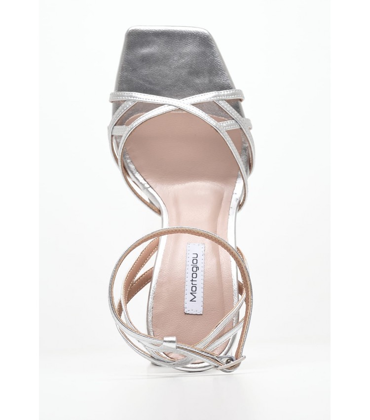 Women Sandals Electra Silver Leather Mortoglou